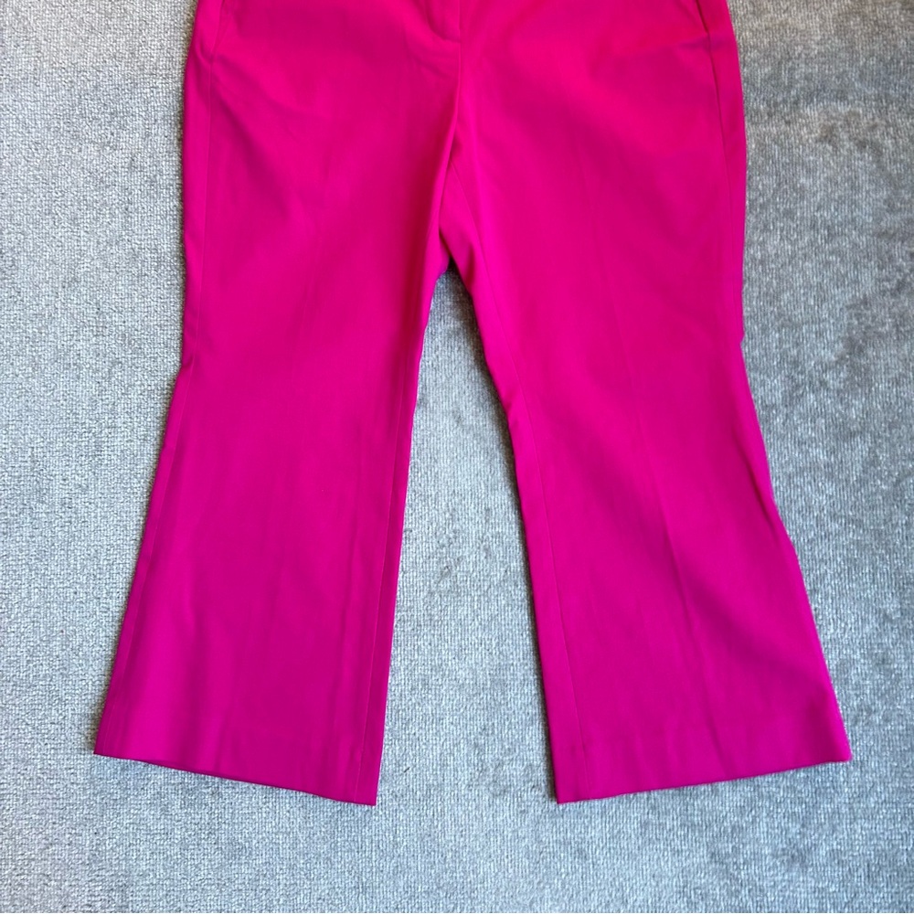 NWT J. Crew Factory Cotton-Blend Pink Kelsey Cropped Flare Pants, Size 14 - Picture 4 of 13